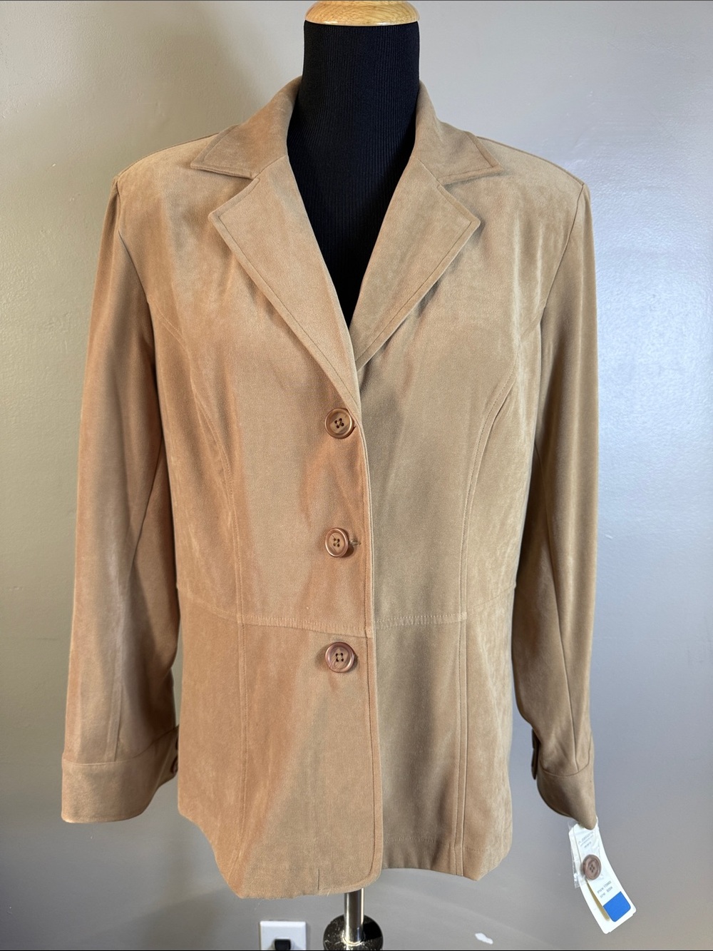 Notations Classic Women's Tan Suede Button-Front Jacket Blazer Sz XL NWT